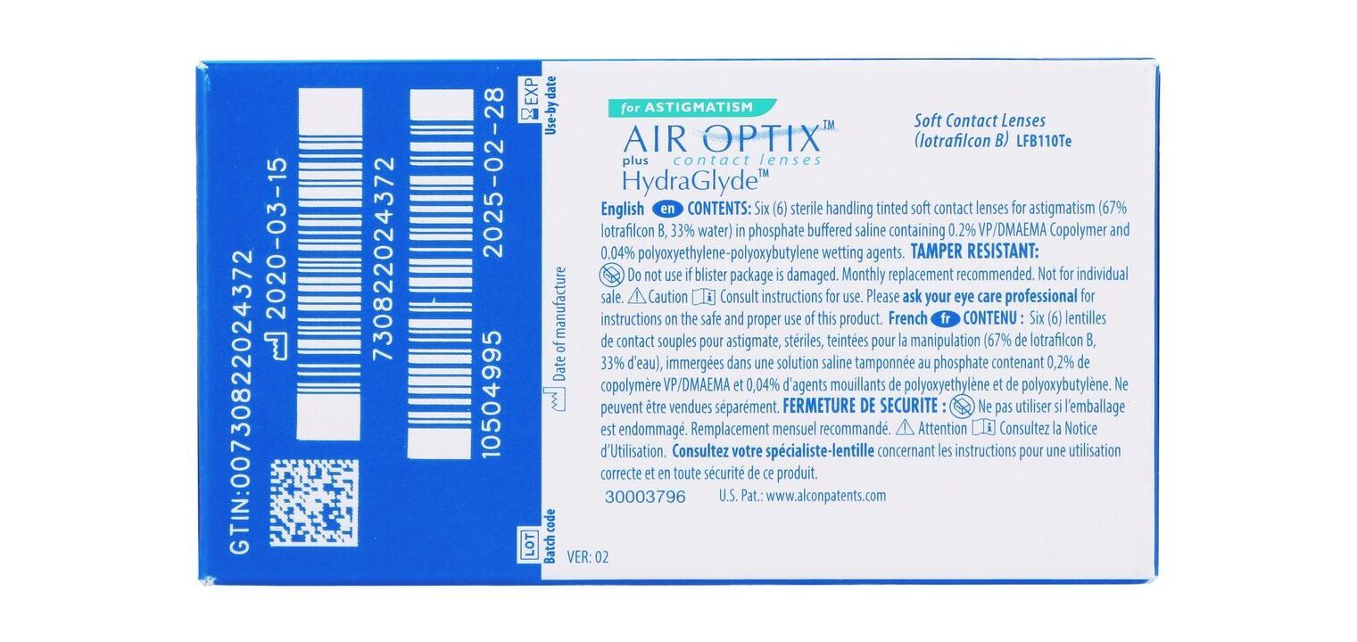 Contact lenses Air Optix AIR OPTIX HydraGlyde Astig