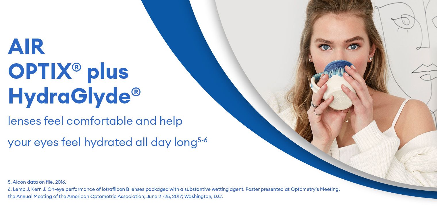 Air Optix Plus HydraGlyde - Boîte de 6 - Lentilles Mensuelle