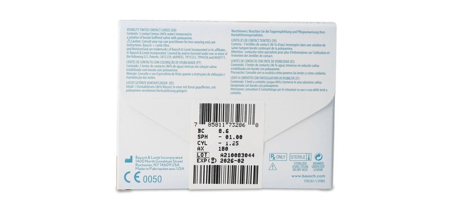 Ultra For Astigmatism - Boîte de 3 - Lentilles Mensuelle